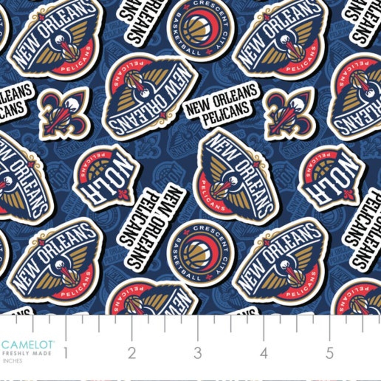 NBA Licensed New Orleans Pelicans Toss Navy Cotton Fabric by the Yard